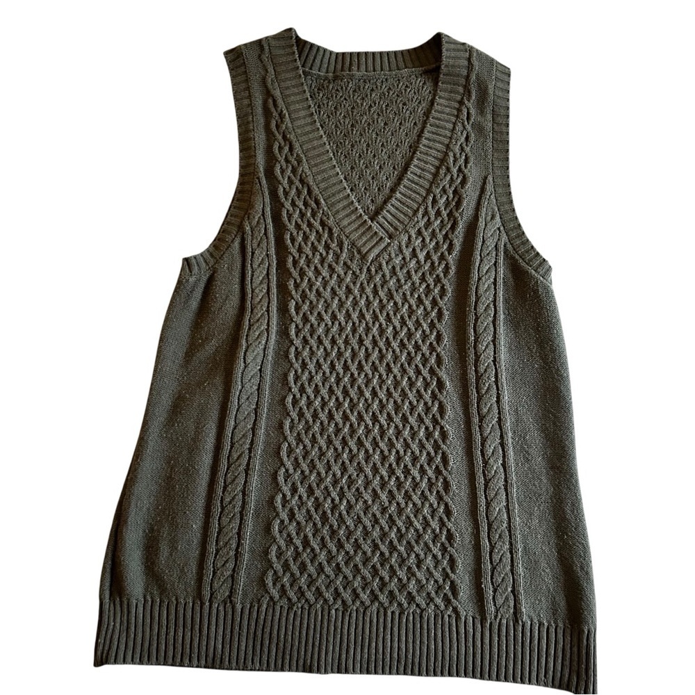 Olive Green Knit Sleeveless Sweater Vest